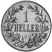 1 Heller - Wilhelm II (Copper-nickel trial strike) – reverse