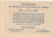 50 Heller (Altenmarkt a. d. Triesting) – reverse