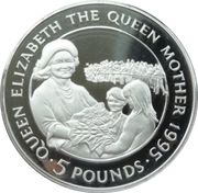 5 Pounds - Elizabeth II (Queen Mother; Silver Proof) – reverse