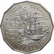 50 Cents - Elizabeth II (3rd Portrait - First Fleet Bicentenary) – reverse