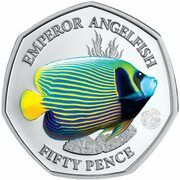 50 Pence - Elizabeth II (Emperor angelfish; Silver) - reverse