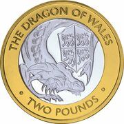 2 Pounds - Elizabeth II (The Dragon of Wales; Silver) – reverse