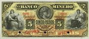 5 Pesos (El Banco Minero) – obverse