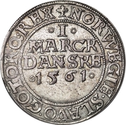 1 Mark Dansk - Frederik II (Copenhagen mint) – reverse