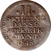 2 Skilling - Frederik VII – reverse