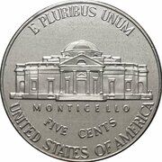 5 Cents "Jefferson Nickel" (2nd portrait, Return to Monticello) – reverse