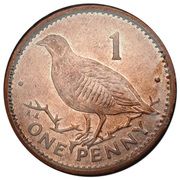 1 Penny - Elizabeth II (Barbary Partridge; magnetic) – reverse