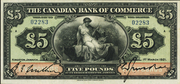 5 Pounds (The Canadian Bank of Commerce) – obverse