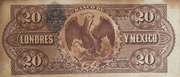 20 Pesos (El Banco de Londres y Mexico) – reverse