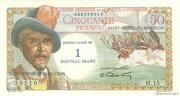 1 Nouveau Franc / New Franc (Overprint P#25 - 50 Francs) – obverse