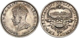 Picture 1 of a sold 1 Florin - George V (Opening of old Parliament House)